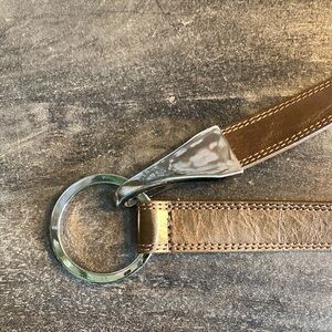 WCM New York Womens Bronze Belt S Silver Circle‎ Hook Buckle Adjustable